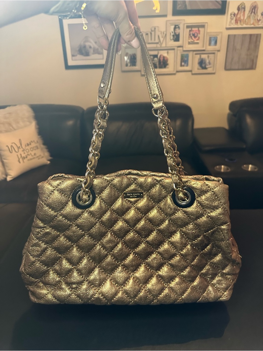 Kate Spade Gold Coast Quilted Leather Shoulder Bag Bronze Metallic